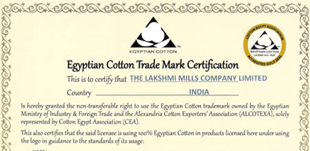 Lakshmi mills Textile Certificate